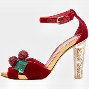 Tom Ford For Yves Saint Laurent Red Velvet Cherry Sandals, Fall 2003